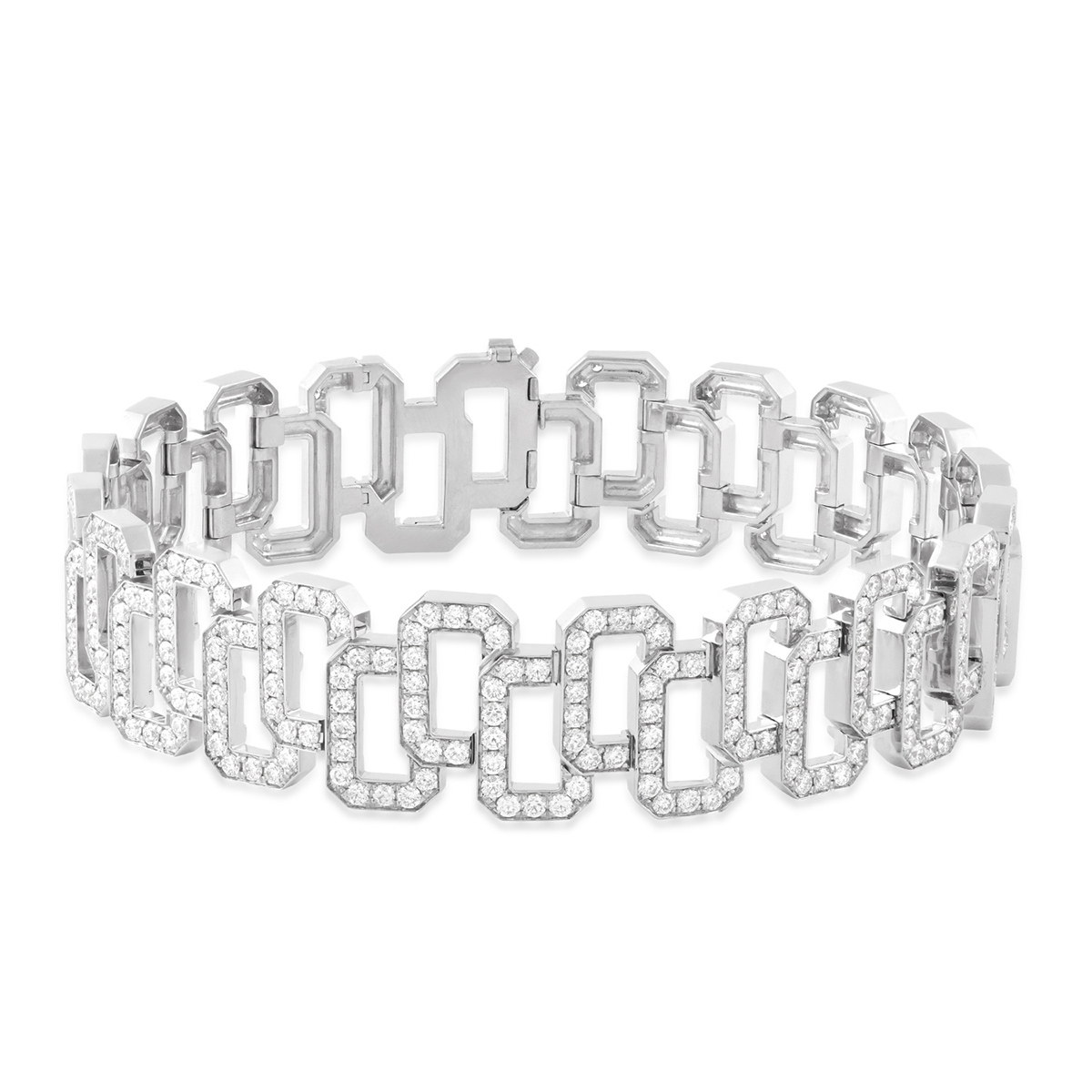 18K white gold 6-1/5 ct. tw. diamond 7.5 inch Sirus Tanya offset link bracelet
