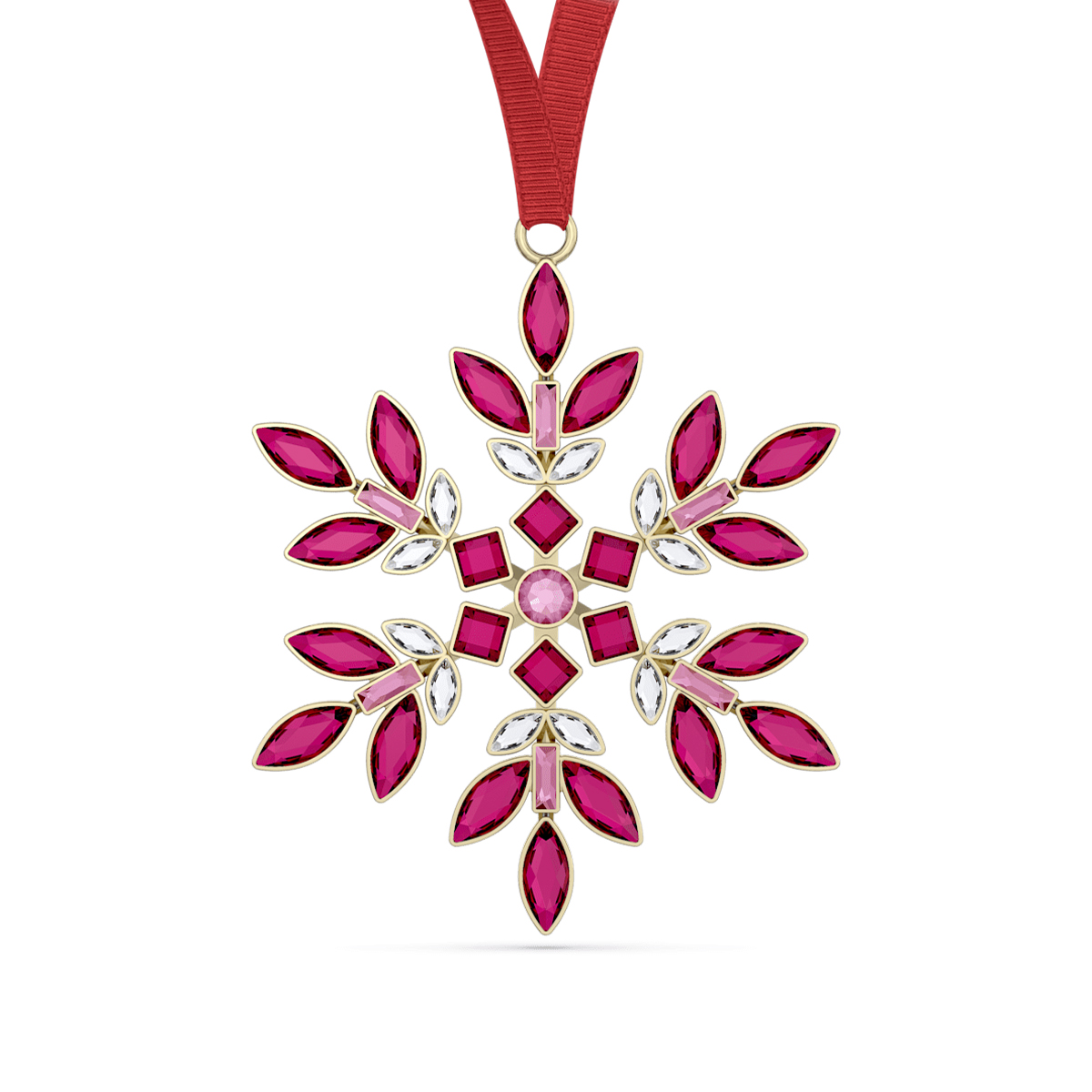 Swarovski Gema Holiday Red Ornament with Yellow Gold-Tone Plating
