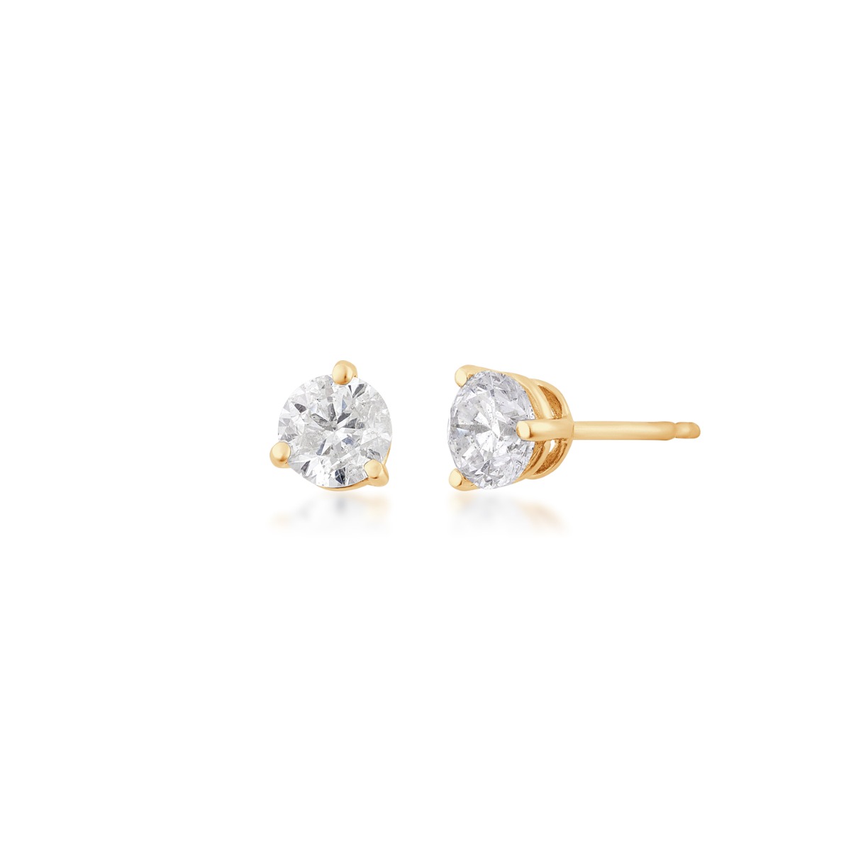 14K yellow gold 7/8 ct. tw. round brilliant diamond solitaire earrings
