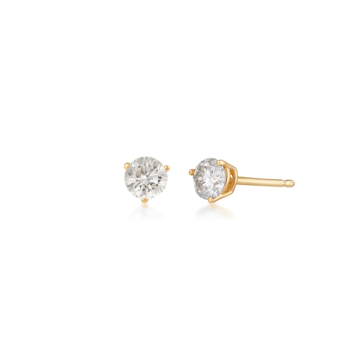 14K yellow gold 3/8 ct. tw. round brilliant diamond solitaire earrings