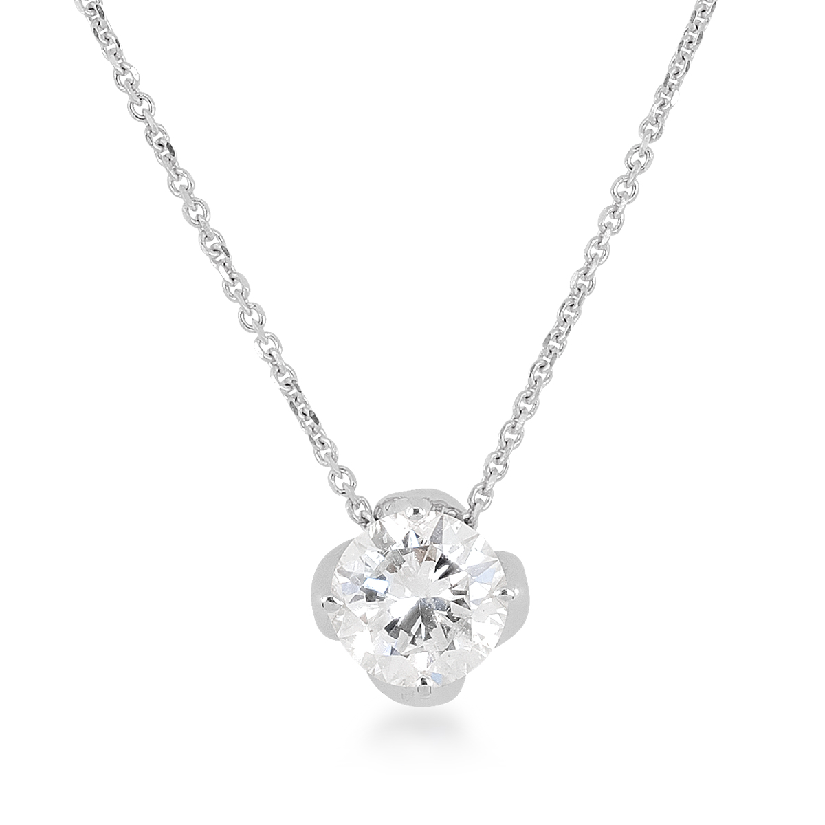 14K white gold Canadian Rocks 1 ct. tw. round brilliant diamond solitaire pendant