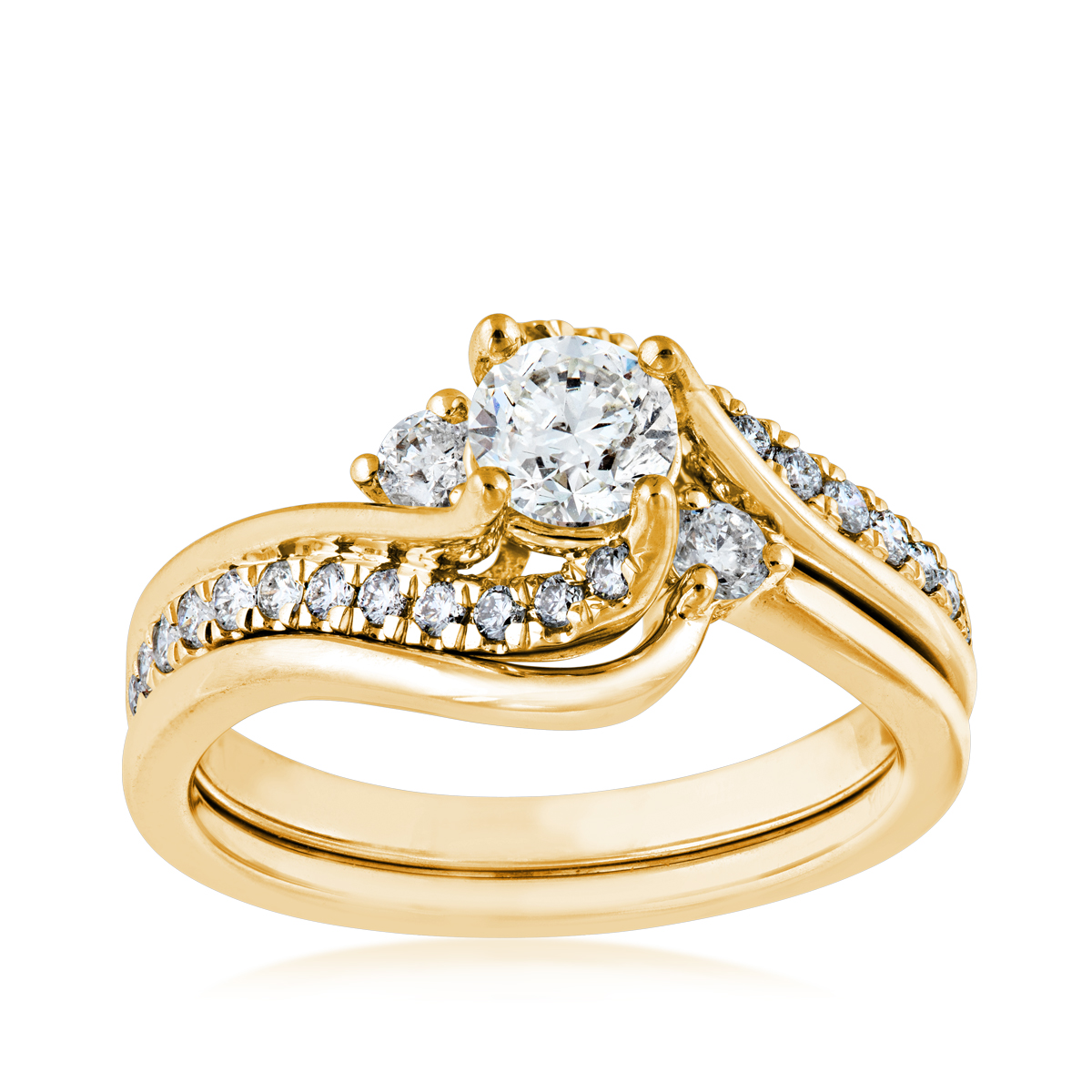14K yellow gold Canadian Rocks 9/10 ct. tw. round brilliant diamond wedding set