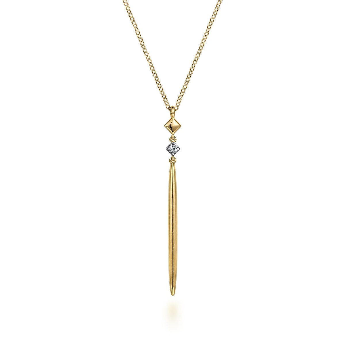 Gabriel & Co. Diamond Accent Spike Drop Pendant in 14K Yellow Gold