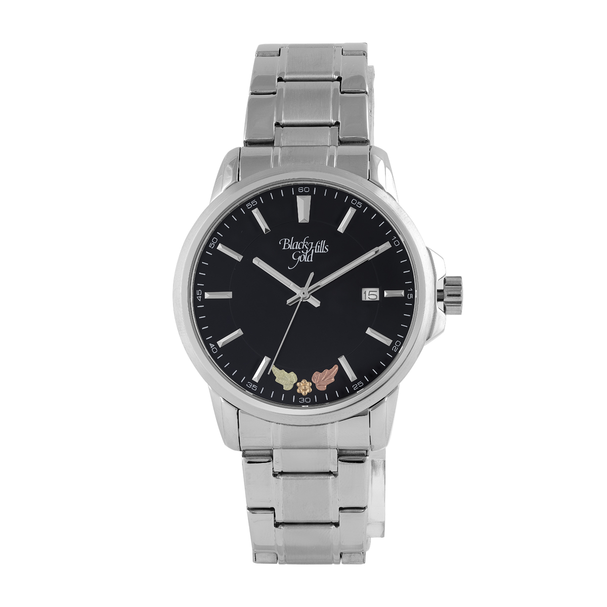 Black Hills Gold Men's Quartz Stainless Steel Watch with Black Dial