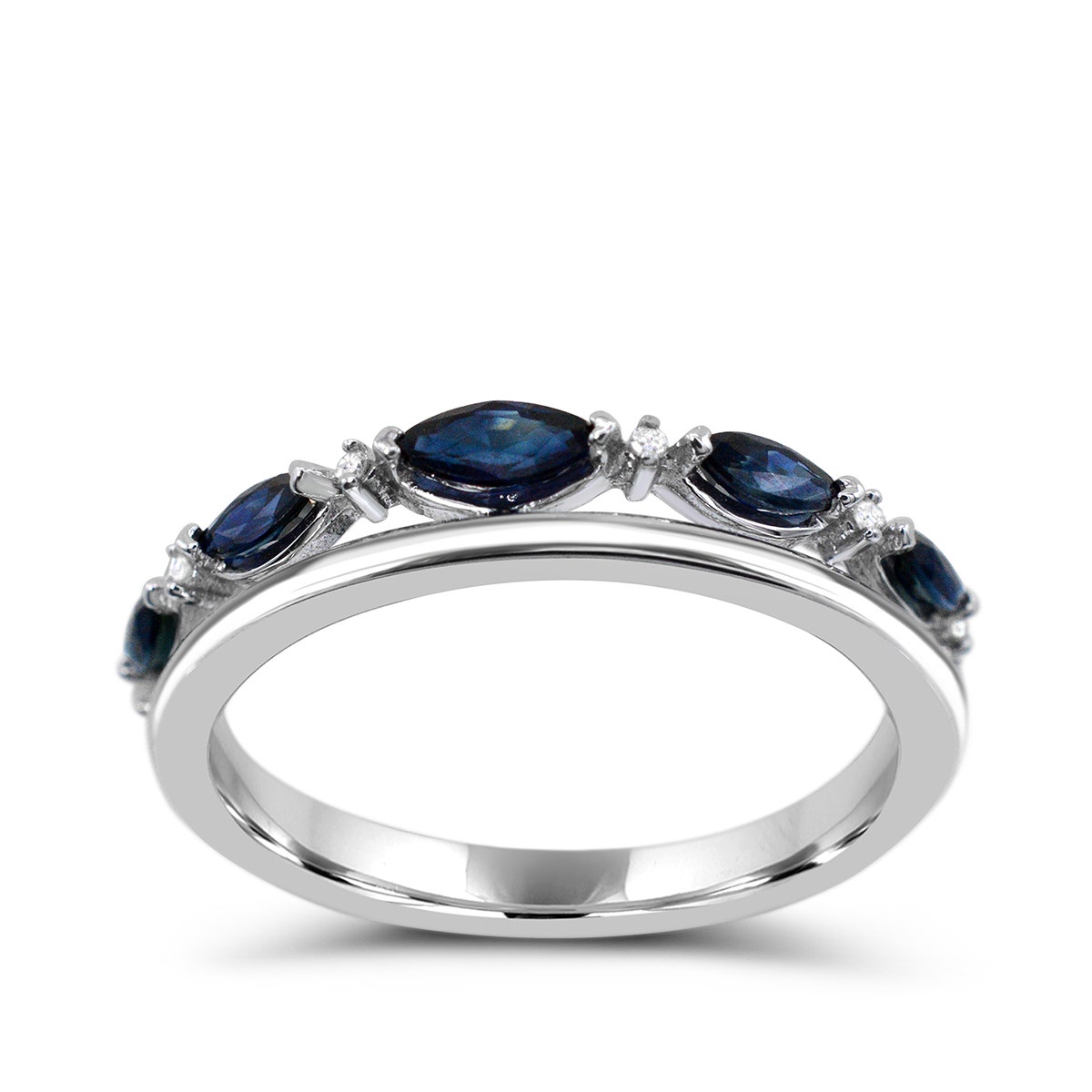 Marquise Sapphire Graduated Stackable Ring 10K White Gold