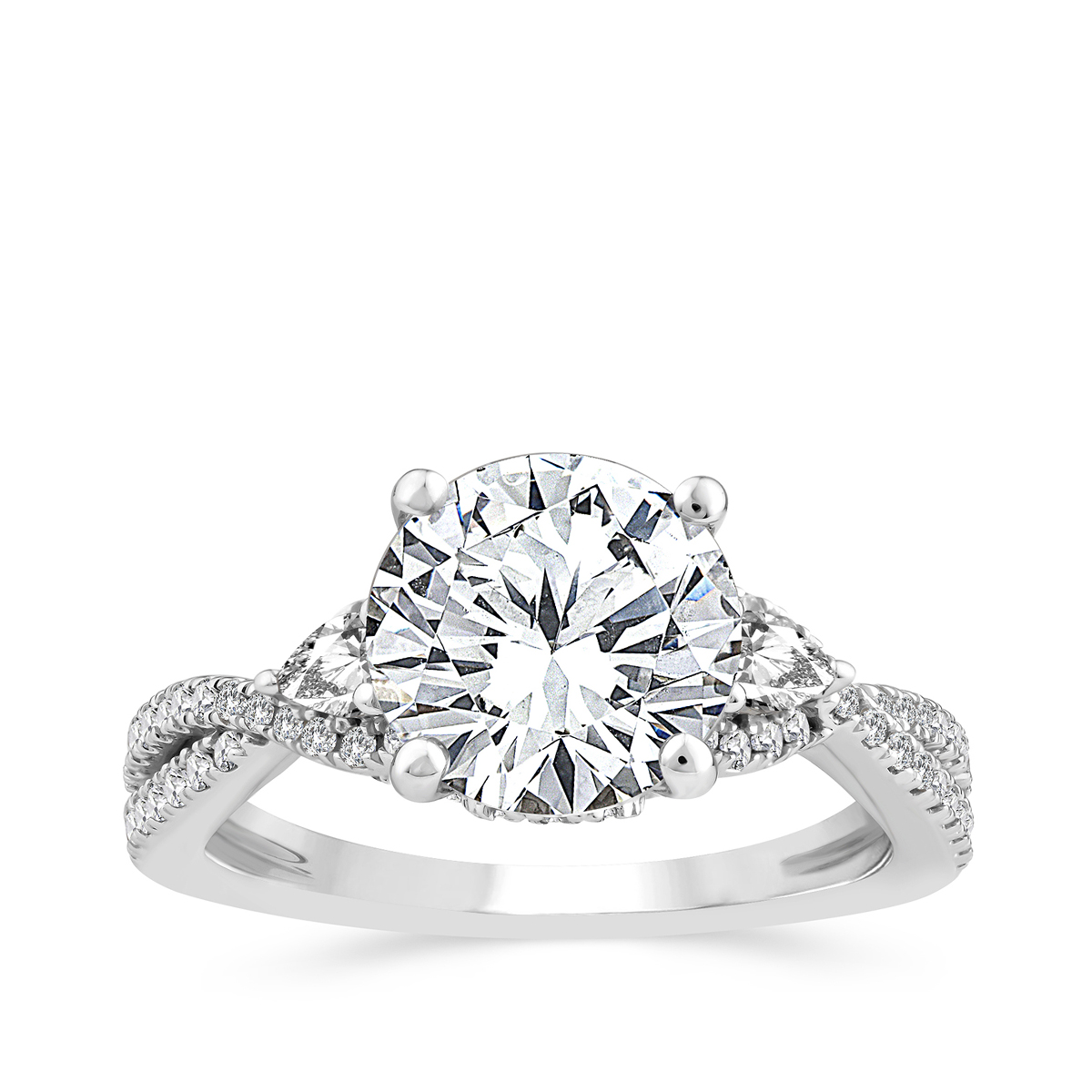 18K white gold Above Love 3-1/3 ct. tw. lab-grown round brilliant diamond twist engagement ring