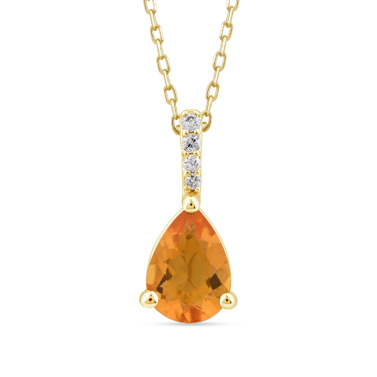 American Colors Pear Fire Opal & Diamond Accent Pendant in 10K Yellow Gold