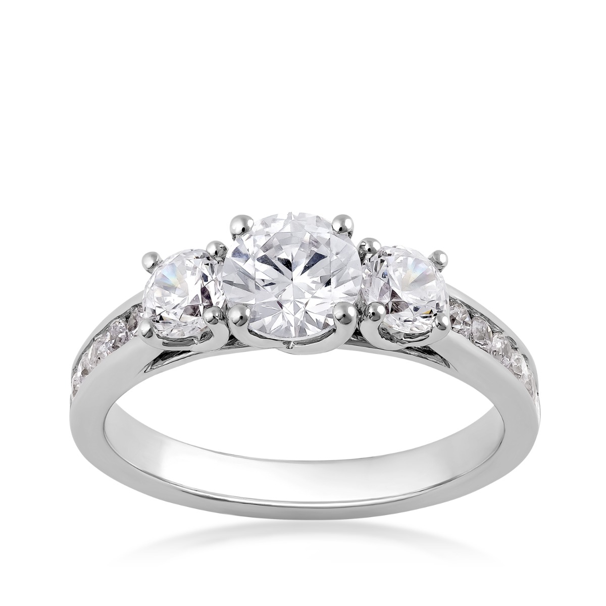 14K white gold Adamante 1-1/2 ct. tw. lab-grown round brilliant 3 stone diamond engagement ring