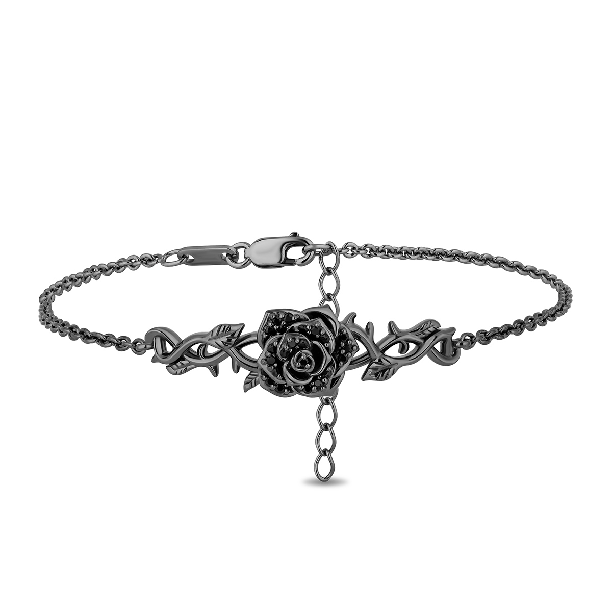 gray sterling silver Enchanted Disney Maleficent Rose bracelet