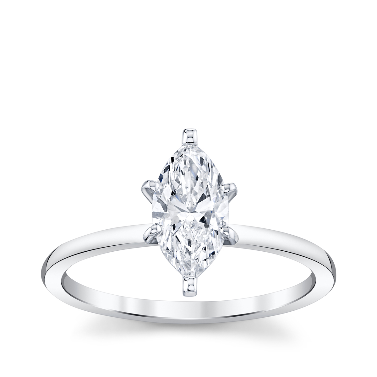 14K white gold Premier Natural 1 ct. tw .marquise diamond solitaire engagement ring