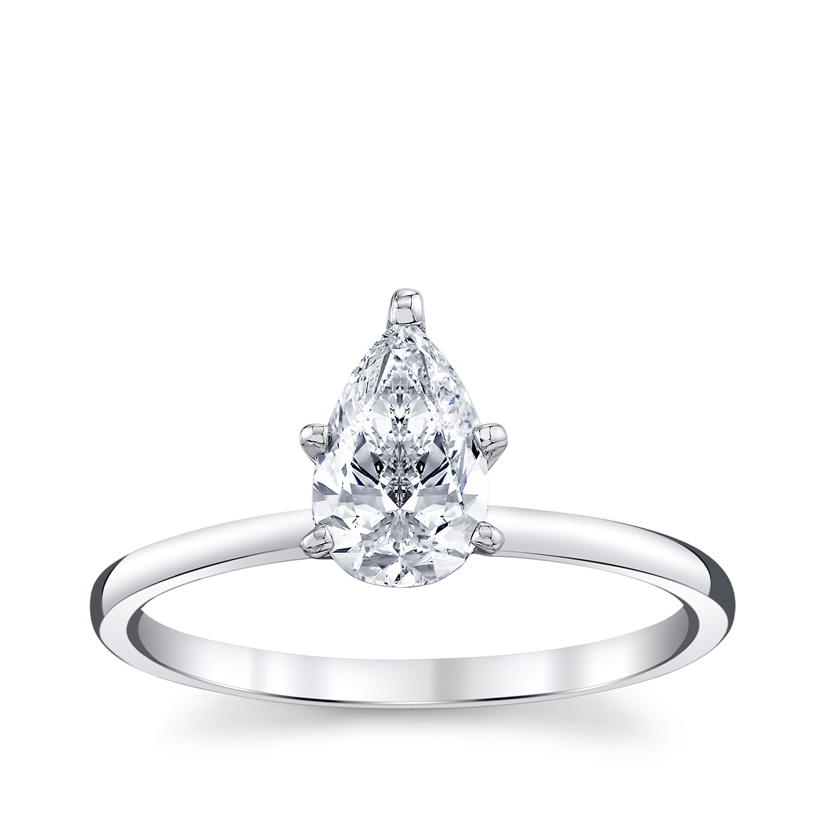 14K white gold Premier Natural 1 ct. tw. pear diamond solitaire engagement ring