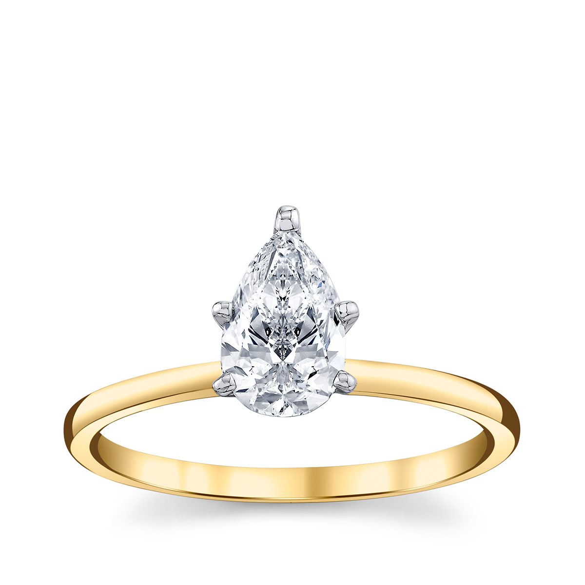 14K yellow gold Premier Natural 1ct. tw. pear diamond solitaire engagement ring