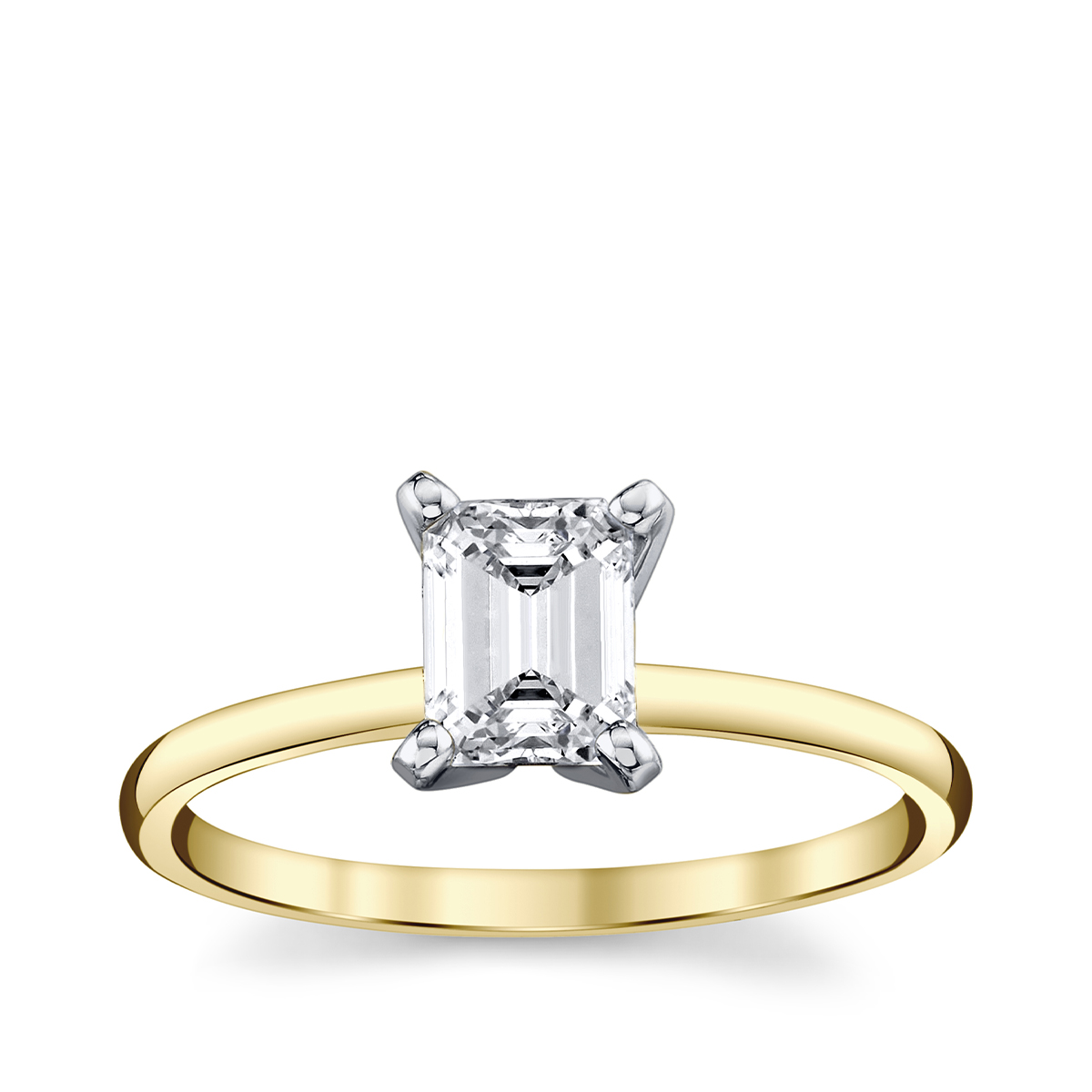 14K yellow gold Premier Natural 1 ct. tw. emerald cut diamond solitaire engagement ring