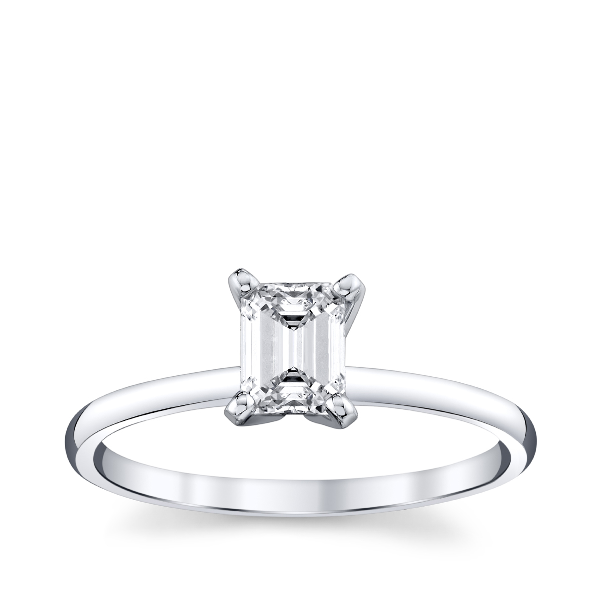14K white gold Premier Natural 3/4 ct. tw. emerald cut diamond solitaire engagement ring