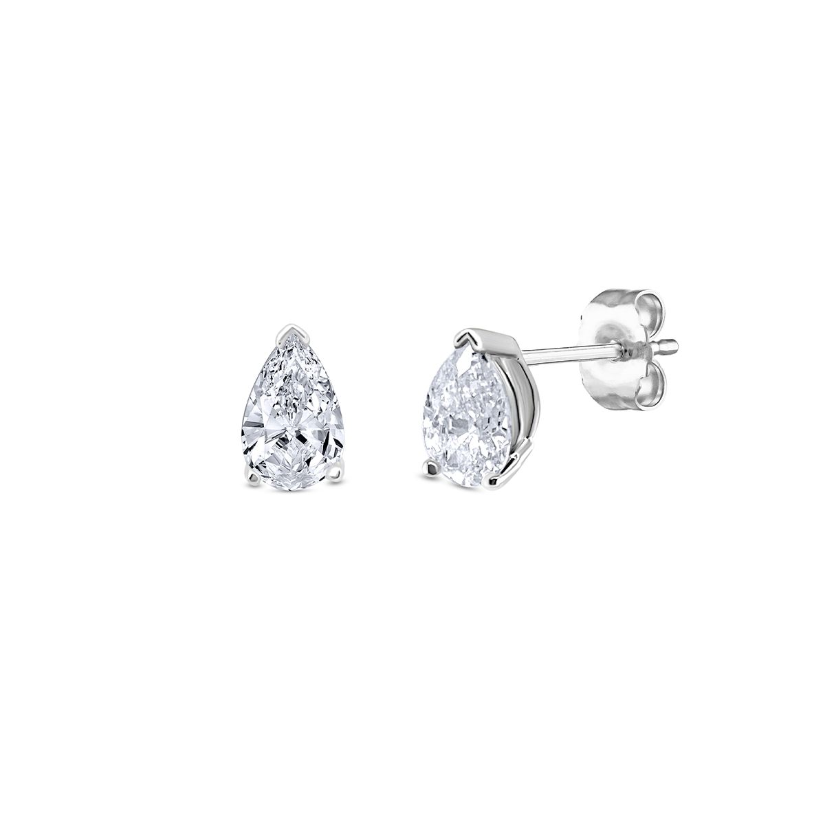 14K white gold 1-1/4 ct. tw. pear diamond solitaire earrings
