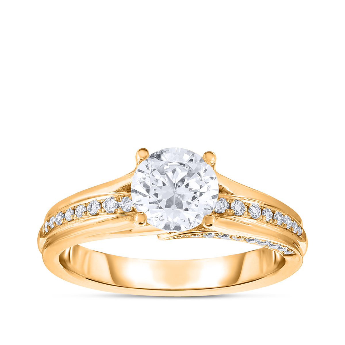 14K yellow gold Premier Natural 1-1/5 ct. tw. round brilliant diamond engagement ring