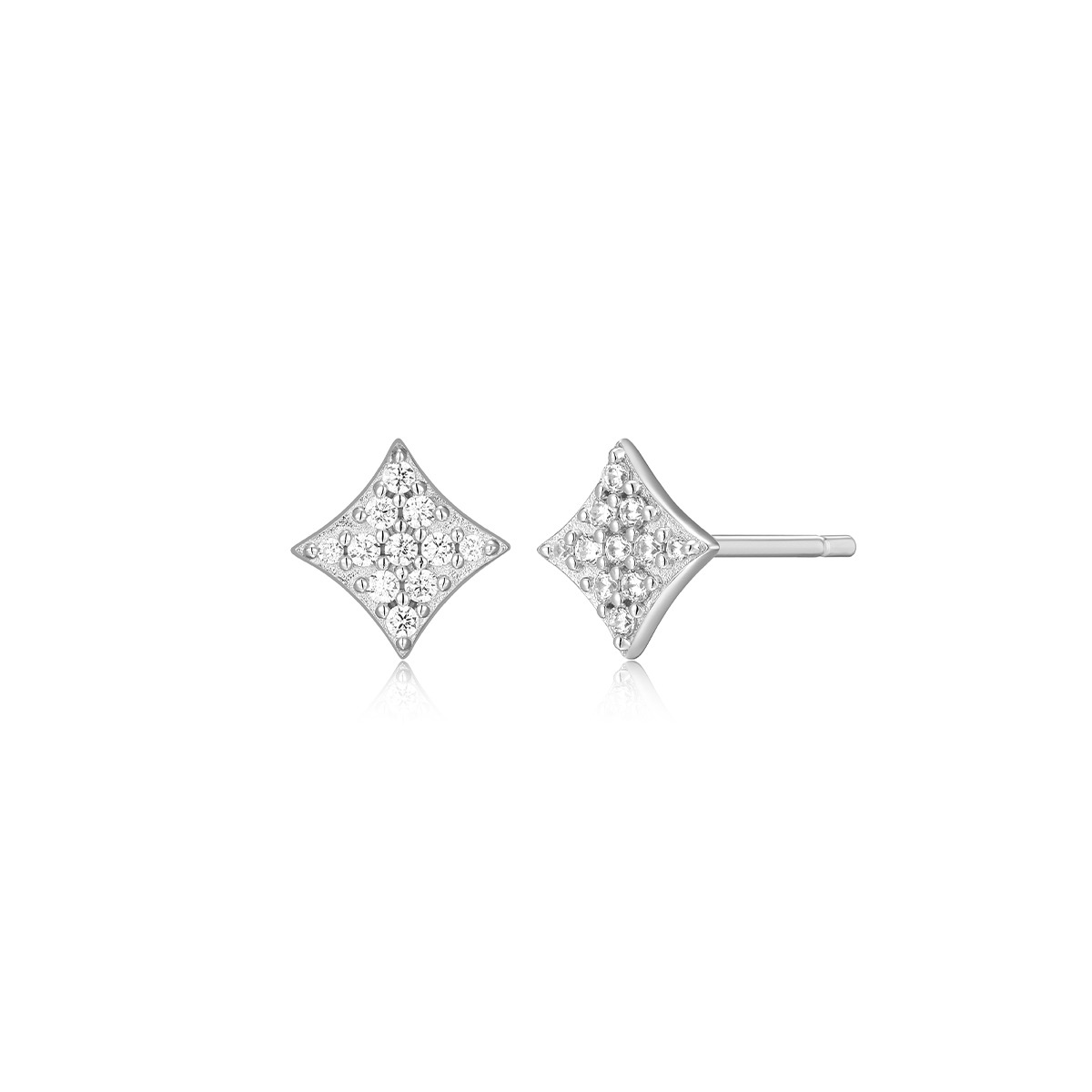 M by Monte Luna 1/10 ct. tw. Lab-Grown Round Diamond Starburst Earrings in Rhodium Plated Sterling Silver