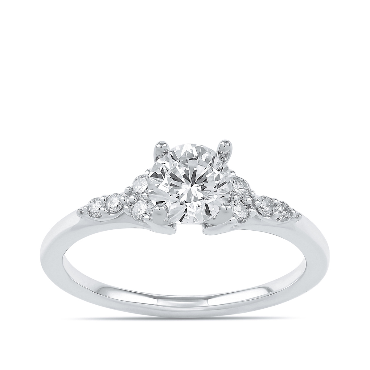 14K white gold premier Natural 7/8 ct. tw. round brilliant diamond engagement ring