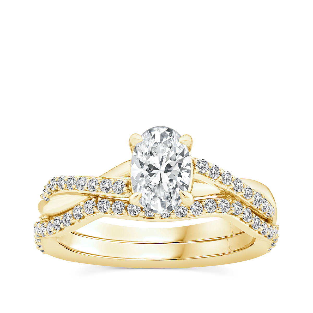 14K yellow gold Premier Natural 1-3/8 ct. tw. oval diamond twist wedding set