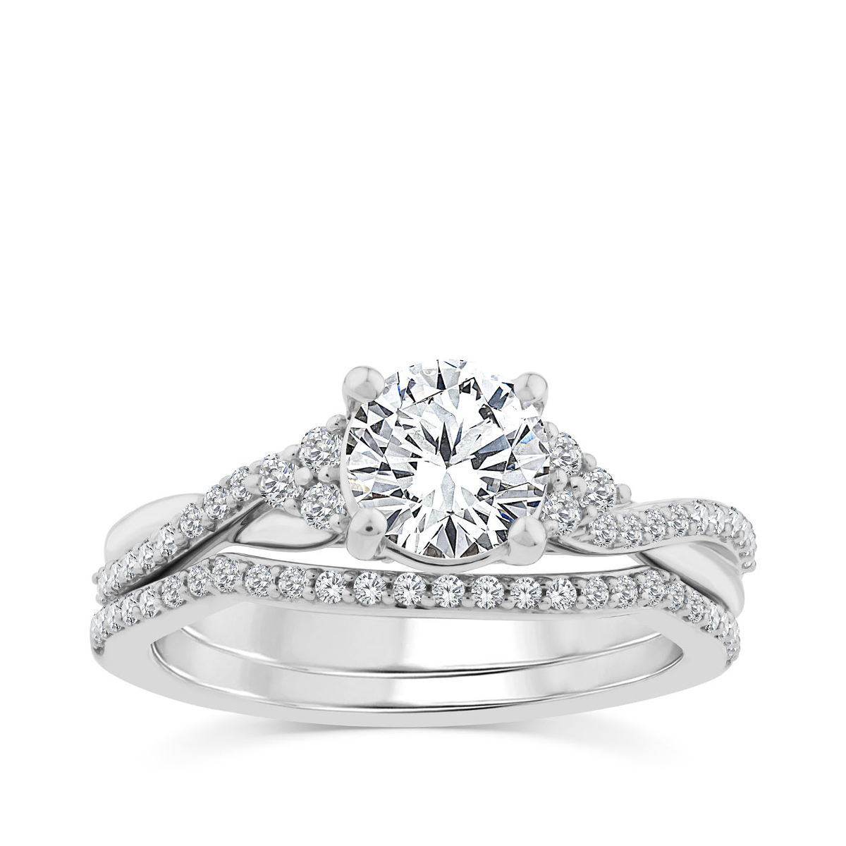 14K white gold Noventa 1-1/3 ct. tw. round brilliant diamond wedding set