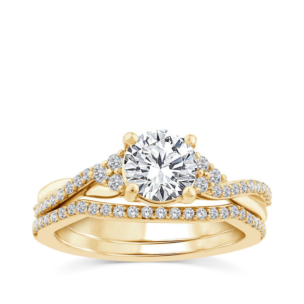 14K yellow gold Noventa 1-1/3 ct. tw. diamond round brilliant wedding set