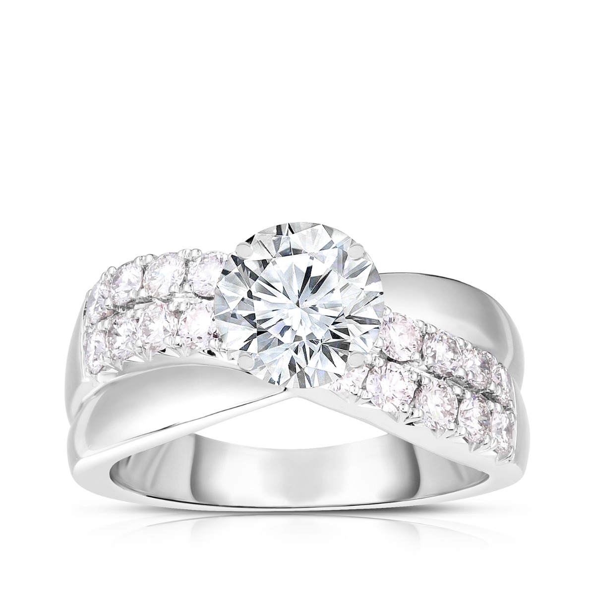 14K white gold 9/10 ct. tw. diamond crossover semi-mount engagement ring