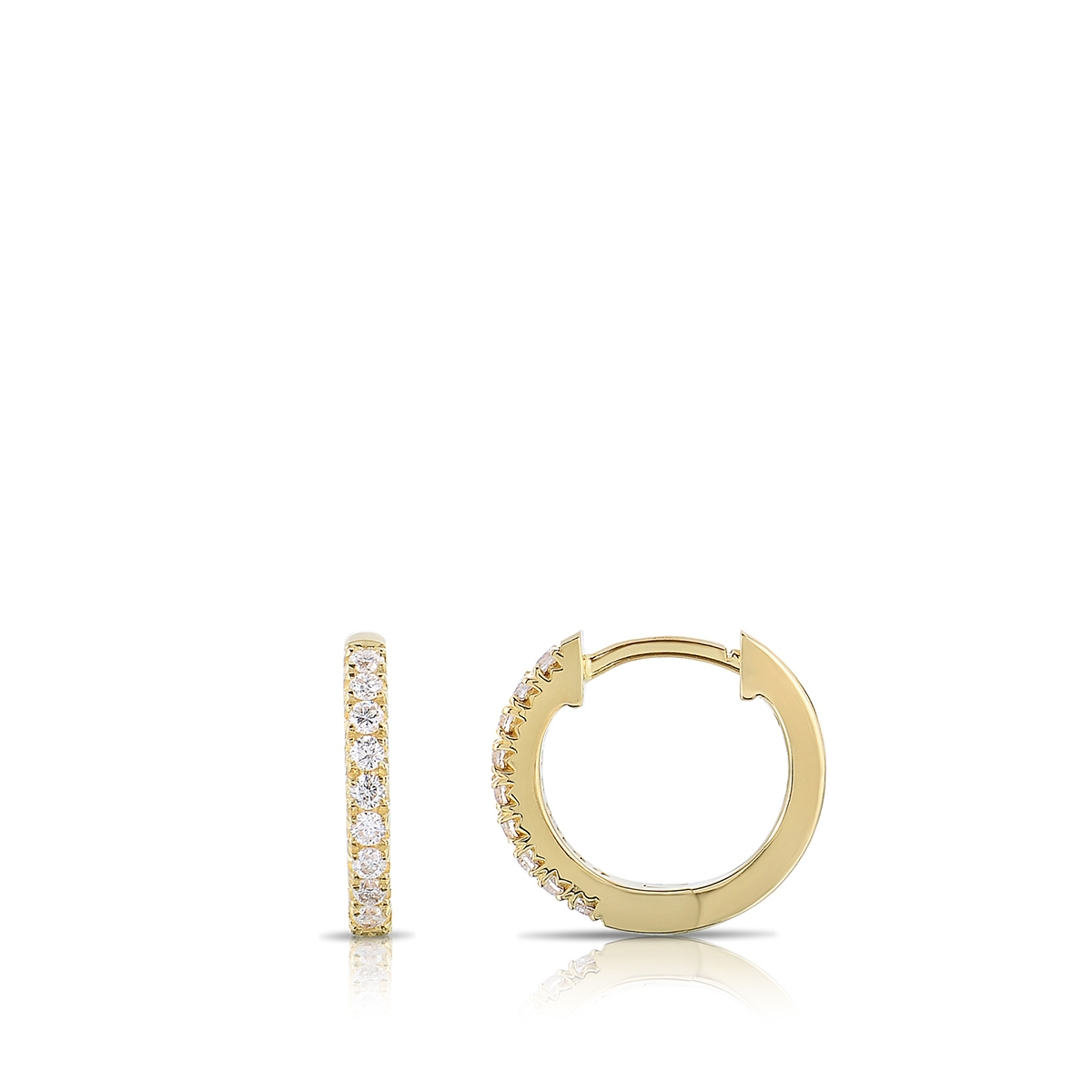 14K yellow gold 1/7 ct. tw. diamond huggie hoop earrings