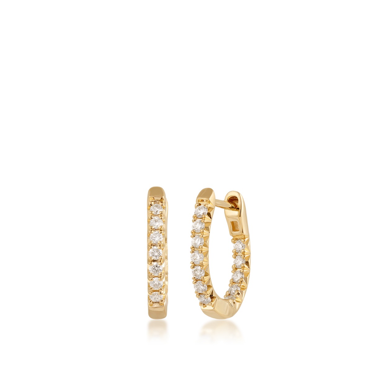 14K yellow gold 1/4 ct. tw. diamond inside out oval hoop earrings