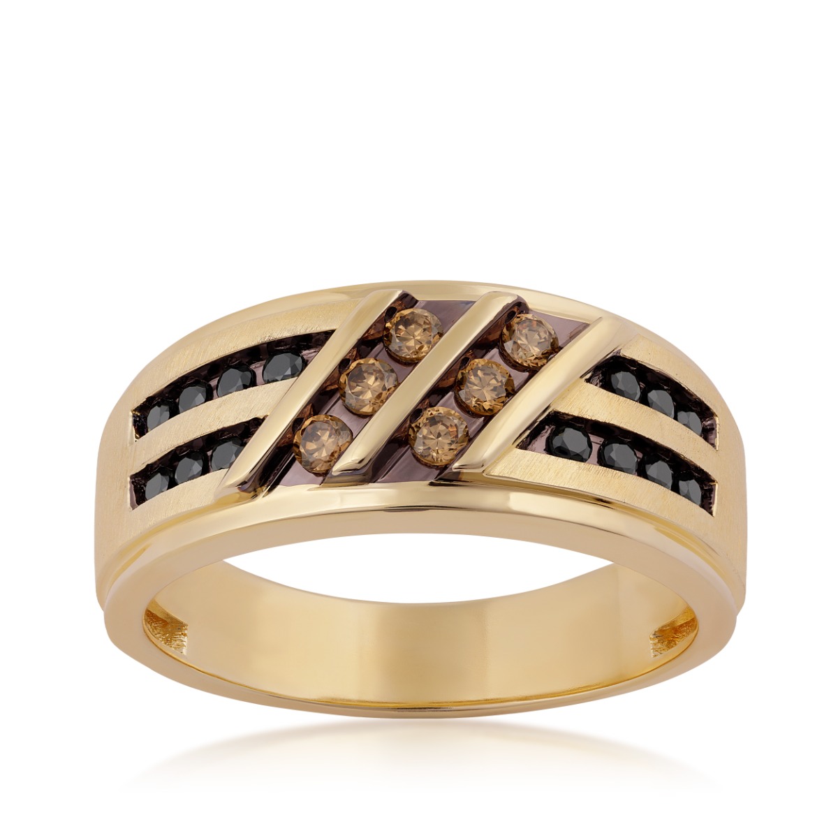 Men's 1/2 ct. tw. Mocha & Treated Black Diamond Ring in 10K Yellow Gold