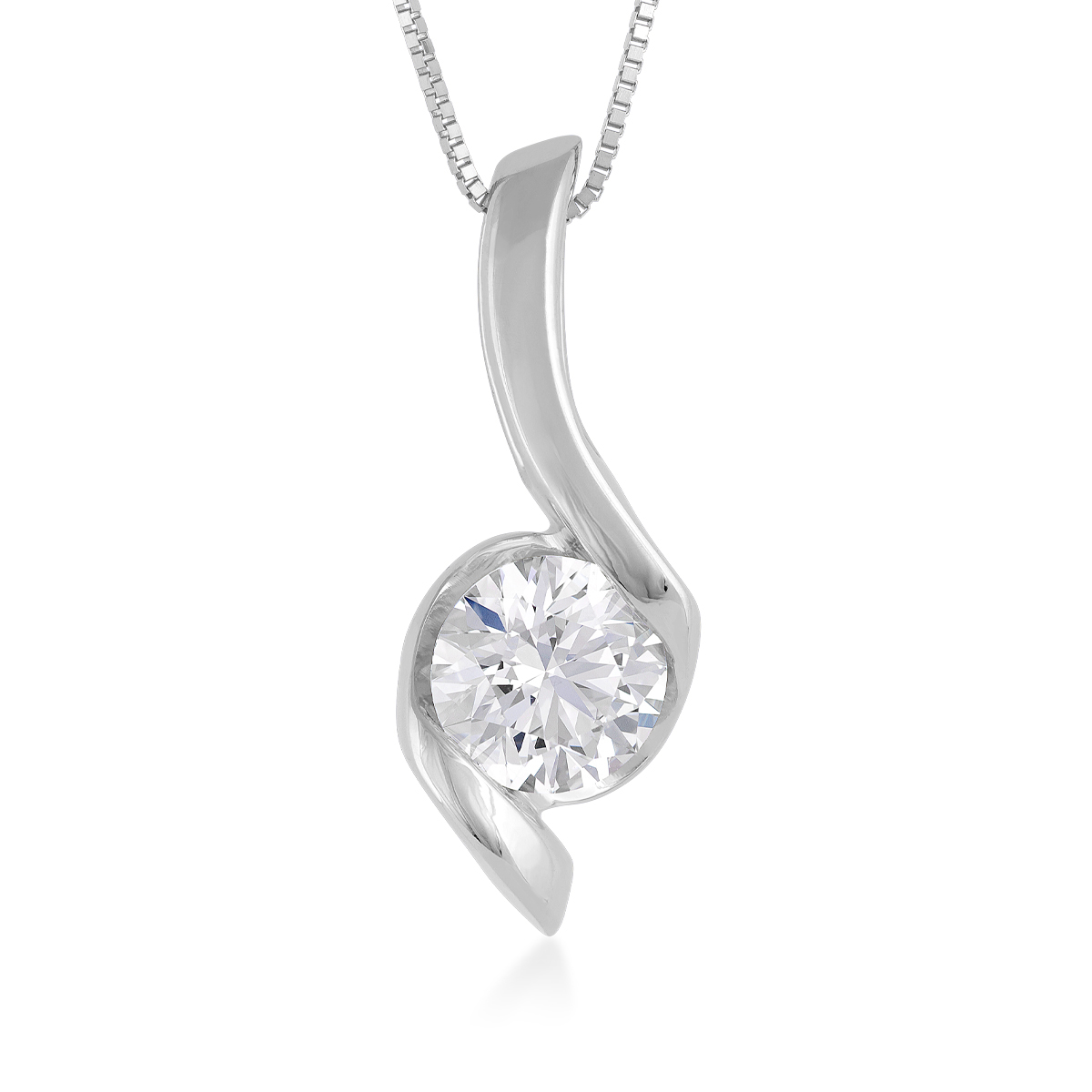 Sirena 2 ct. tw. Round Diamond Swirl Pendant in 14K White Gold