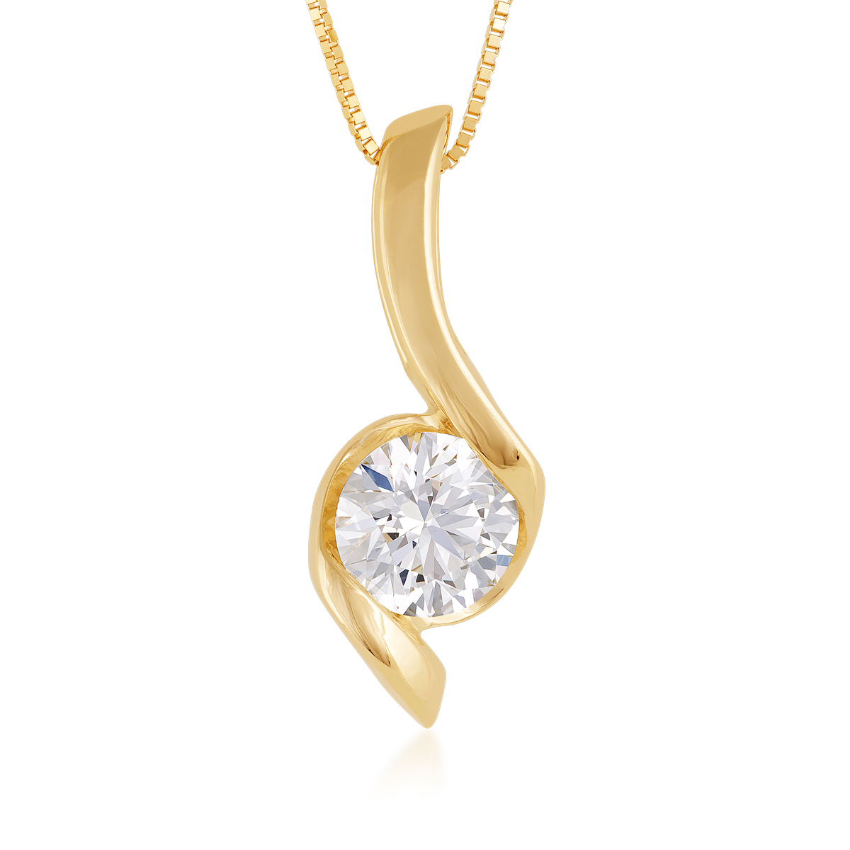 Sirena 2 ct. tw. Round Diamond Swirl Pendant in 14K Yellow Gold