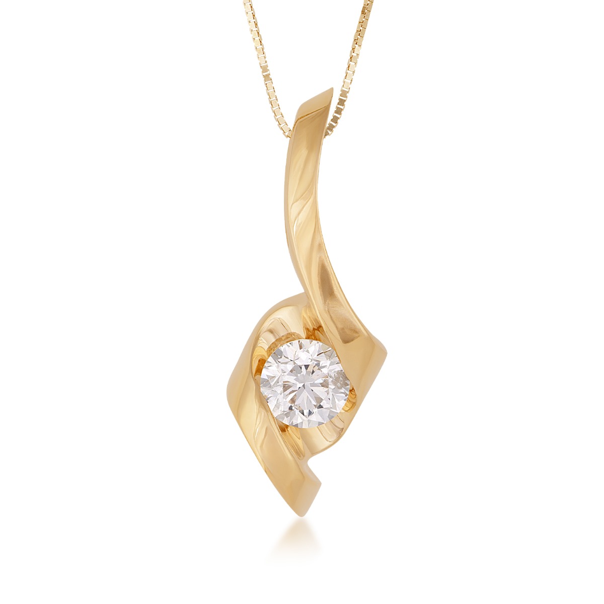 Sirena 3/4 ct. tw. Round Brilliant Diamond Solitaire Pendant in 14K Yellow Gold
