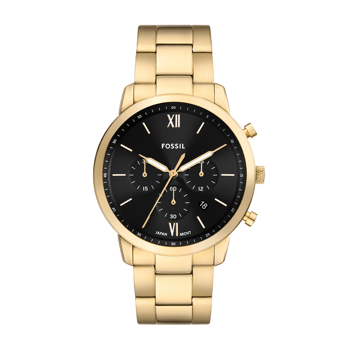 Fossil Men's Neutra Quartz Gold-Tone Stainless Steel Watch with Black Dial