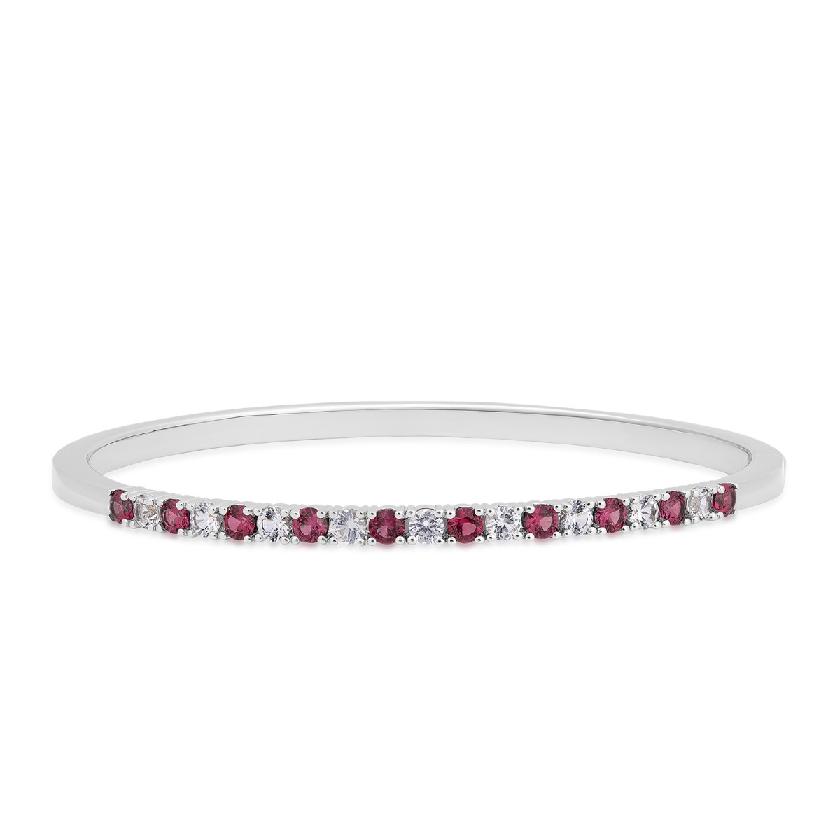 Created Ruby & White Sapphire Bangle Bracelet in Sterling Silver
