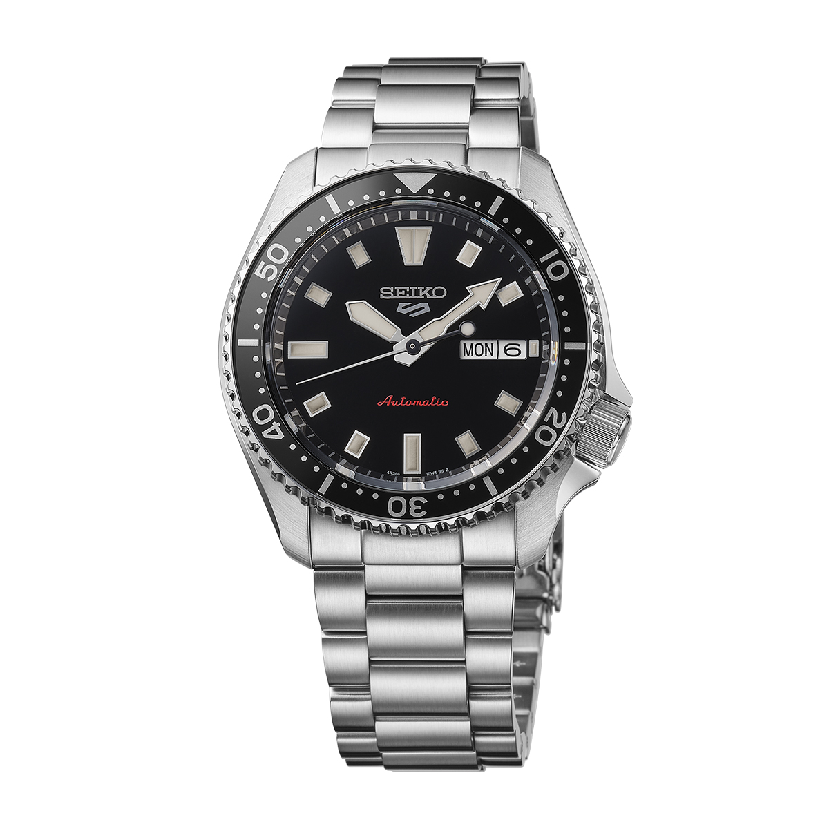 Seiko Men's 5 Sport Automatic Stainless Steel Watch with Black Dial