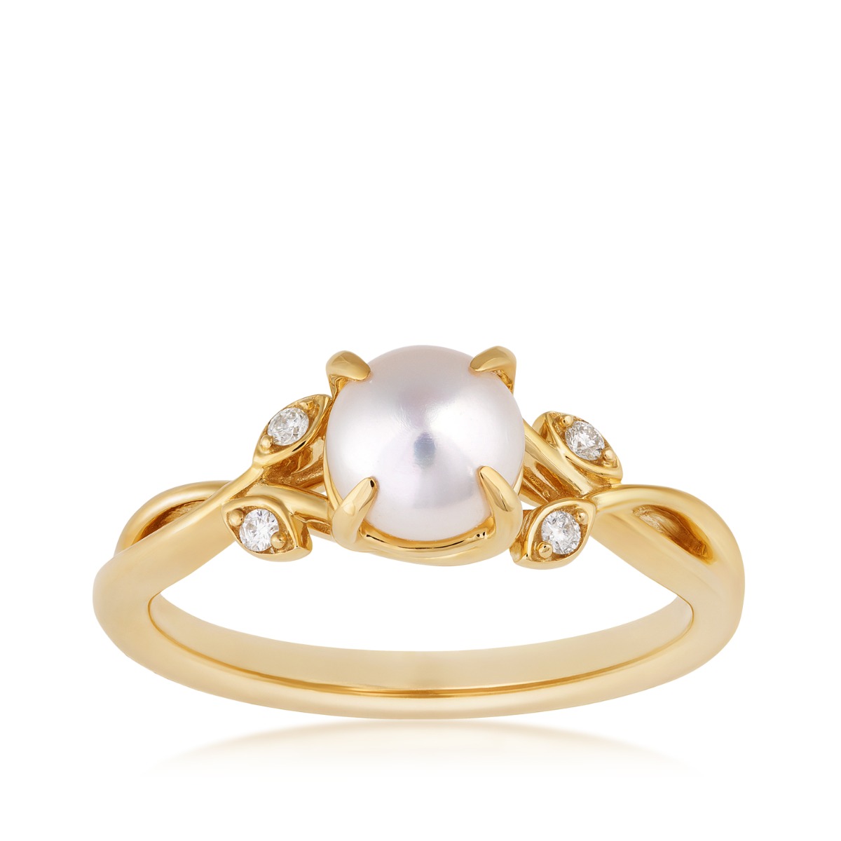 Cultured Freshwater Pearl & Diamond Accent Ring in 10K Yellow Gold