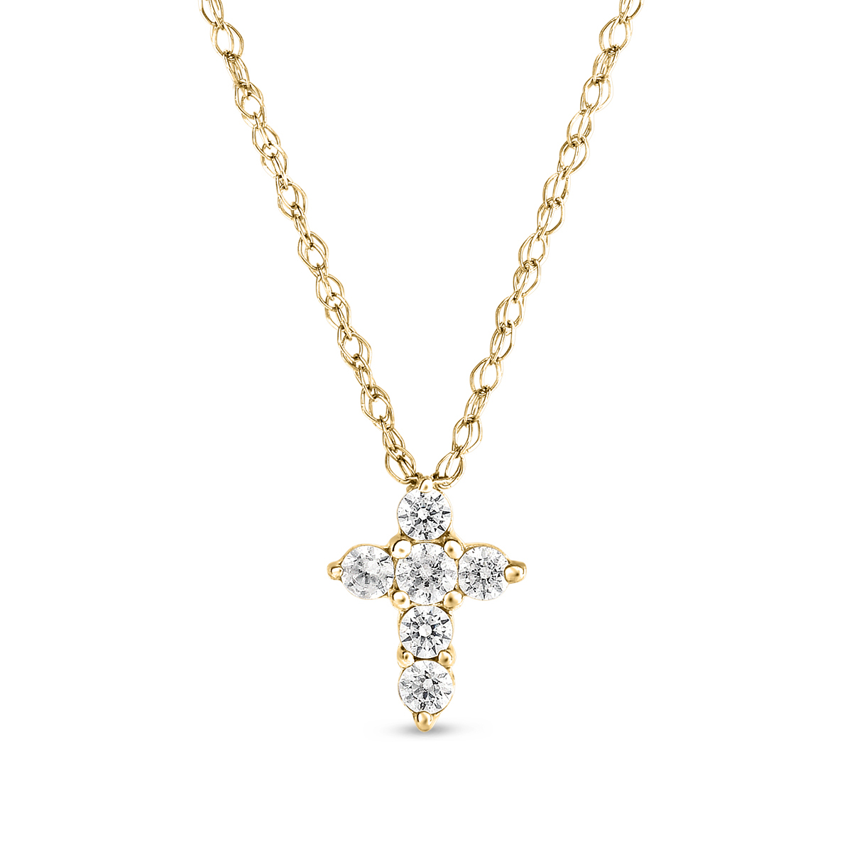 1/10 ct. tw. 6-Stone Diamond Cross Pendant in 10K Yellow Gold