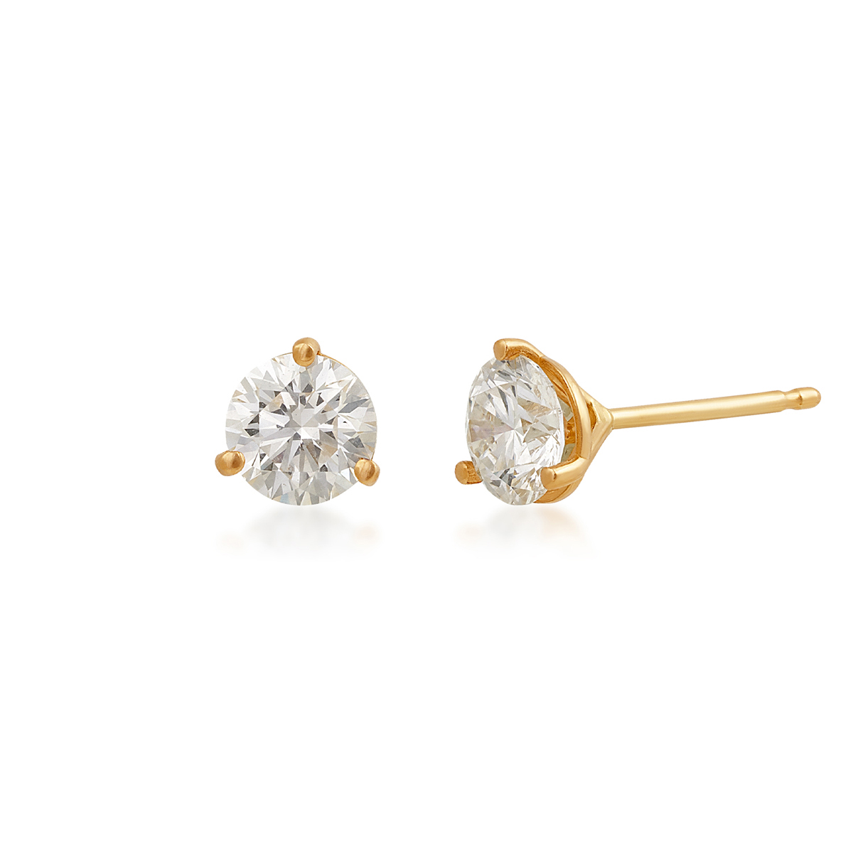 1-1/2 ct. tw. Lab-Grown Round Brilliant Diamond Solitaire Earrings in 14K Yellow Gold