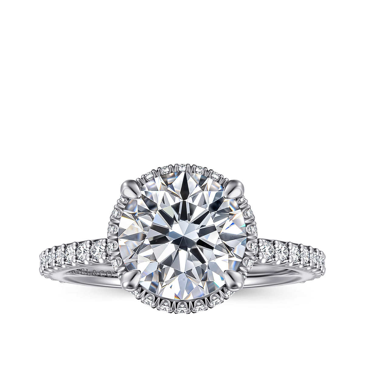 Gabirel & Co. 3/8 ct. tw. Diamond Halo Round Semi-Mount Engagement Ring in 14K White Gold