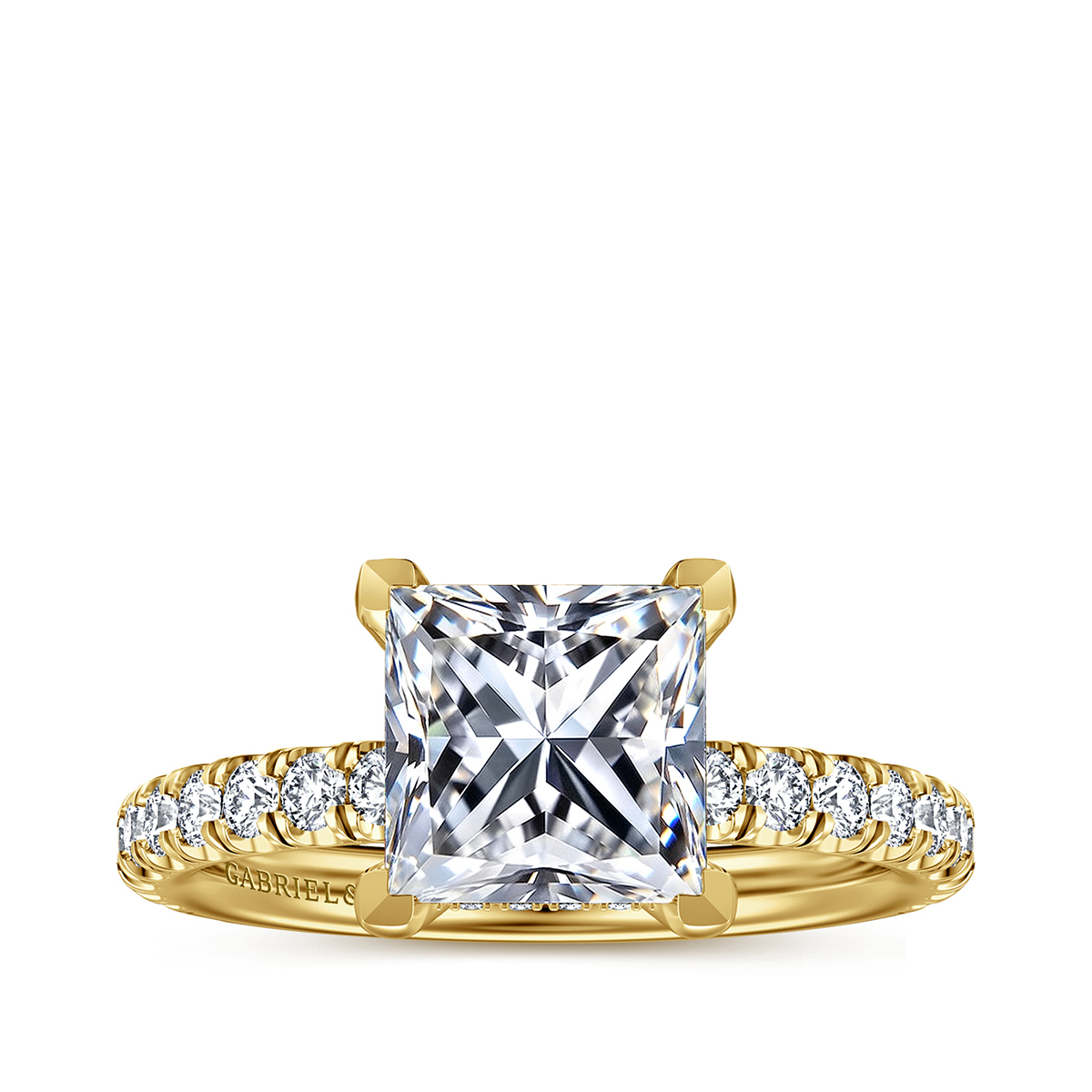Gabriel & Co. 1/2 ct. tw. Diamond Princess Cut Semi-Mount Engagement Ring in 14K Yellow Gold