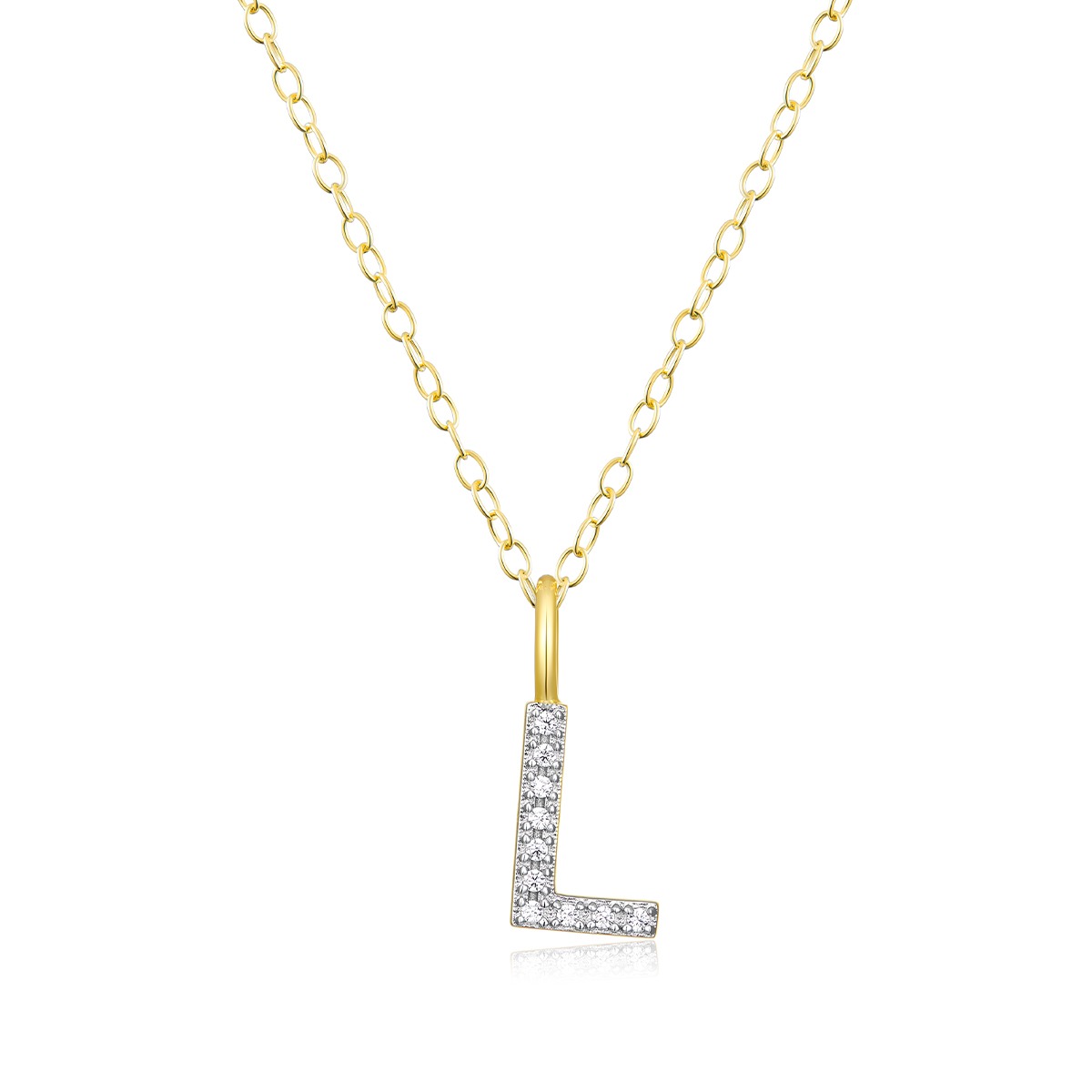 M by Monte Luna Lab-Grown Diamond Accent L Pendant in 14K Yellow Gold Plated Sterling Silver