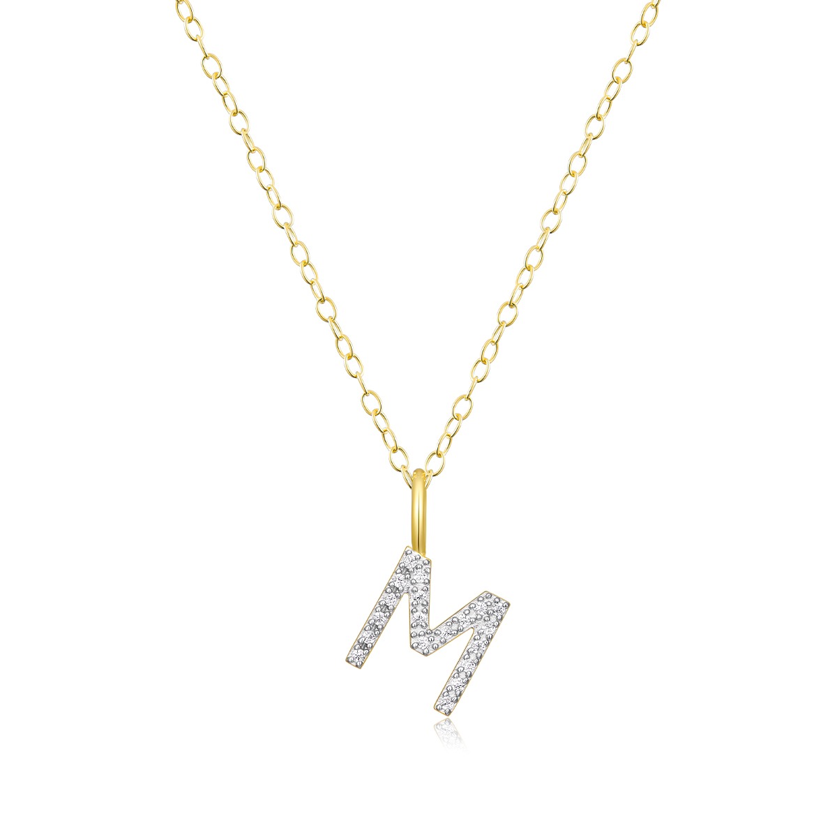 M by Monte Luna Lab-Grown Diamond Accent M Pendant in 14K Yellow Gold Plated Sterling Silver