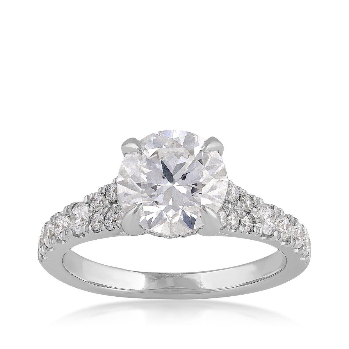 Adamante 2-5/8 ct. tw. Lab-Grown Round Brilliant Diamond Split Shank Engagement Ring in 14K White Gold