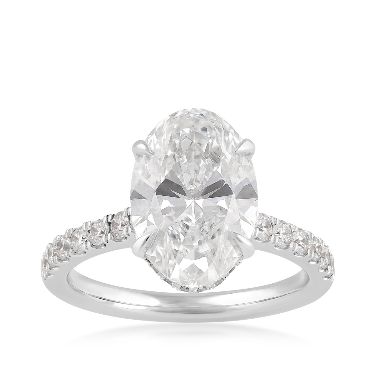 Adamante 4-1/2 ct. tw. Lab-Grown Oval Diamond Hidden Halo Engagement Ring in 14K White Gold