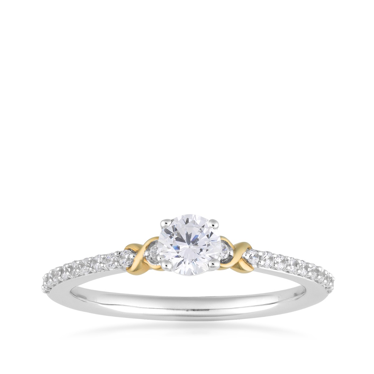 Infinite Love 3/8 ct. tw. Round Brilliant Lab-Grown Diamond Double Infinity Ring in 10K White & Yellow Gold