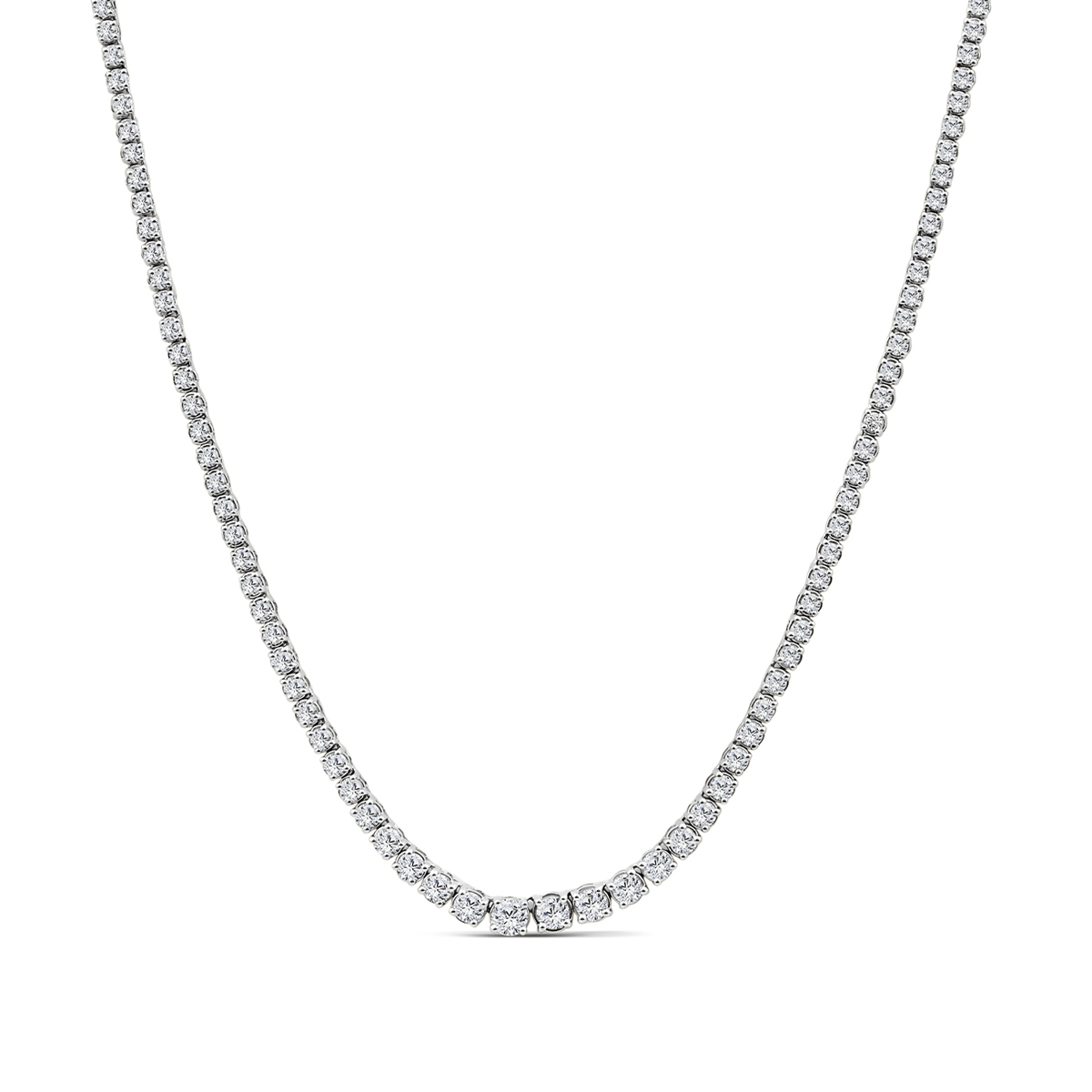 Adamante 3 ct. tw. Lab-Grown Diamond Graduated Riviera Necklace in 10K White Gold