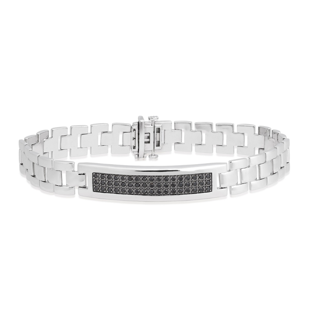 Men's 8.5" 1/2 ct. tw. Treated Black Diamond Bar Link Bracelet in Sterling Silver