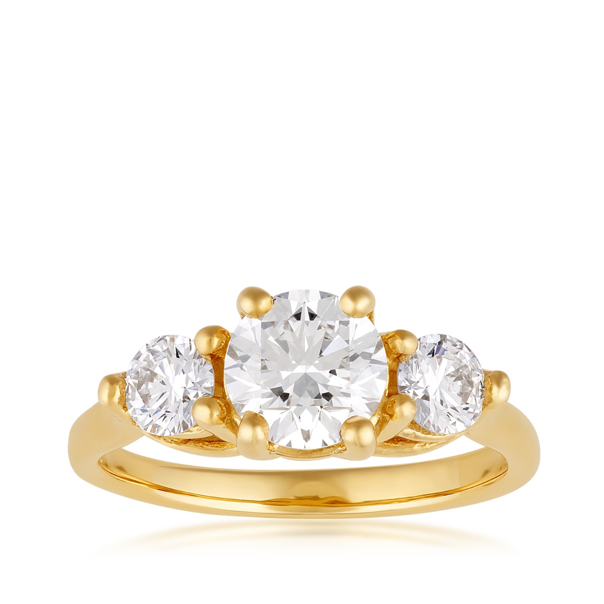 USA Collection 1-1/2 ct. tw. Lab-Grown 3-Stone Diamond Ring in 14K Yellow Gold