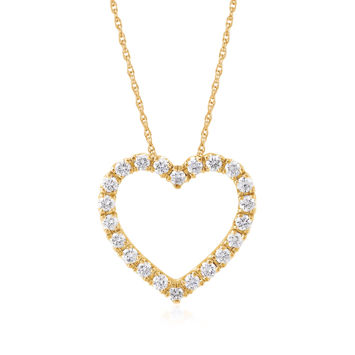 Adamante 1/2 ct. tw. Lab-Grown Diamond Open Heart Pendant in 10K Yellow Gold