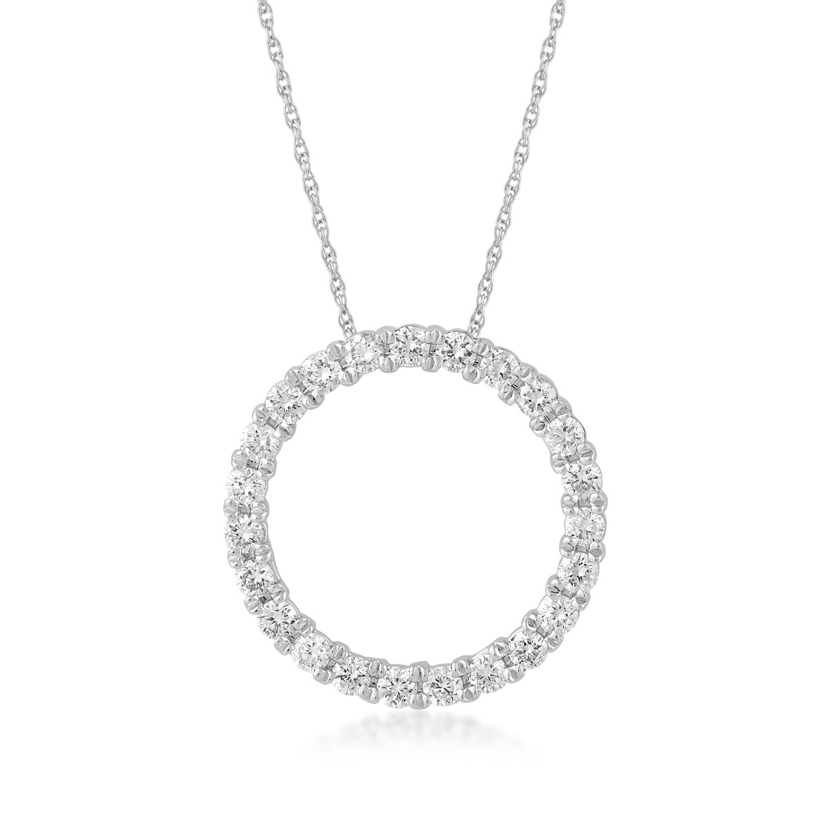 lab-grown diamond white gold circle pendant